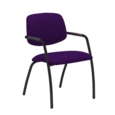 Tuba black 4 leg frame conference chair with half upholstered back - Tarot Purple