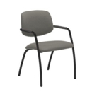 Tuba black 4 leg frame conference chair with half upholstered back - Slip Grey
