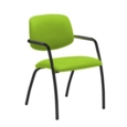 Tuba black 4 leg frame conference chair with half upholstered back - Madura Green