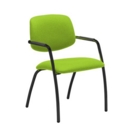 Tuba black 4 leg frame conference chair with half upholstered back - Madura Green