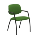 Tuba black 4 leg frame conference chair with half upholstered back - Lombok Green