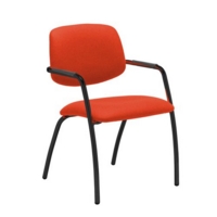 Tuba black 4 leg frame conference chair with half upholstered back - Tortuga Orange