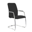 Tuba chrome cantilever frame conference chair with fully upholstered back - Havana Black