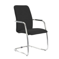 Tuba chrome cantilever frame conference chair with fully upholstered back - Havana Black