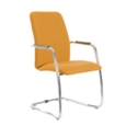 Tuba chrome cantilever frame conference chair with fully upholstered back - Solano Yellow