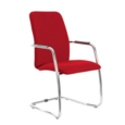 Tuba chrome cantilever frame conference chair with fully upholstered back - Panama Red