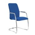 Tuba chrome cantilever frame conference chair with fully upholstered back - Scuba Blue