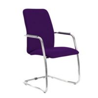 Tuba chrome cantilever frame conference chair with fully upholstered back - Tarot Purple