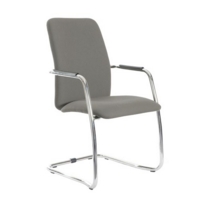 Tuba chrome cantilever frame conference chair with fully upholstered back - Slip Grey