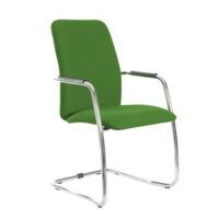 Tuba chrome cantilever frame conference chair with fully upholstered back - Lombok Green