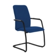 Tuba black cantilever frame conference chair with fully upholstered back - Curacao Blue