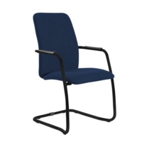 Tuba black cantilever frame conference chair with fully upholstered back - Costa Blue