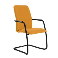 Tuba black cantilever frame conference chair with fully upholstered back - Solano Yellow