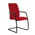 Tuba black cantilever frame conference chair with fully upholstered back - Panama Red