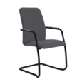 Tuba black cantilever frame conference chair with fully upholstered back - Blizzard Grey