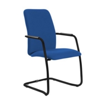 Tuba black cantilever frame conference chair with fully upholstered back - Scuba Blue
