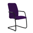 Tuba black cantilever frame conference chair with fully upholstered back - Tarot Purple