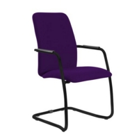 Tuba black cantilever frame conference chair with fully upholstered back - Tarot Purple