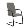 Tuba black cantilever frame conference chair with fully upholstered back - Slip Grey