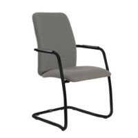 Tuba black cantilever frame conference chair with fully upholstered back - Slip Grey