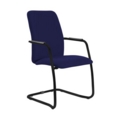 Tuba black cantilever frame conference chair with fully upholstered back - Ocean Blue