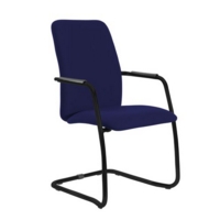 Tuba black cantilever frame conference chair with fully upholstered back - Ocean Blue