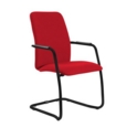 Tuba black cantilever frame conference chair with fully upholstered back - Belize Red