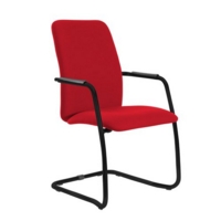Tuba black cantilever frame conference chair with fully upholstered back - Belize Red