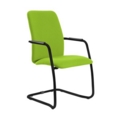 Tuba black cantilever frame conference chair with fully upholstered back - Madura Green