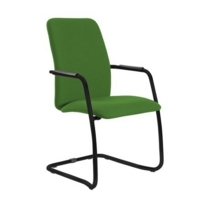 Tuba black cantilever frame conference chair with fully upholstered back - Lombok Green