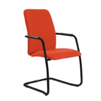 Tuba black cantilever frame conference chair with fully upholstered back - Tortuga Orange