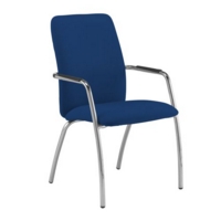 Tuba chrome 4 leg frame conference chair with fully upholstered back - Curacao Blue