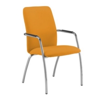 Tuba chrome 4 leg frame conference chair with fully upholstered back - Solano Yellow