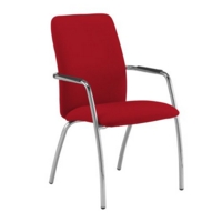 Tuba chrome 4 leg frame conference chair with fully upholstered back - Panama Red