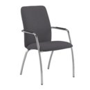 Tuba chrome 4 leg frame conference chair with fully upholstered back - Blizzard Grey