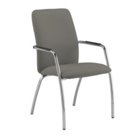 Tuba chrome 4 leg frame conference chair with fully upholstered back - Slip Grey