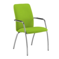 Tuba chrome 4 leg frame conference chair with fully upholstered back - Madura Green