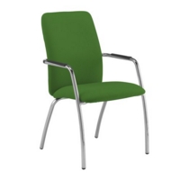 Tuba chrome 4 leg frame conference chair with fully upholstered back - Lombok Green