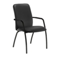 Tuba black 4 leg frame conference chair with fully upholstered back - Nero Black vinyl