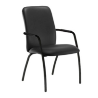 Tuba black 4 leg frame conference chair with fully upholstered back - Nero Black vinyl