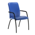 Tuba black 4 leg frame conference chair with fully upholstered back - Ocean Blue vinyl