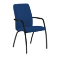 Tuba black 4 leg frame conference chair with fully upholstered back - Curacao Blue