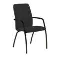 Tuba black 4 leg frame conference chair with fully upholstered back - Havana Black