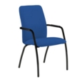 Tuba black 4 leg frame conference chair with fully upholstered back - Scuba Blue