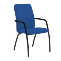 Tuba black 4 leg frame conference chair with fully upholstered back - Scuba Blue