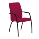 Tuba black 4 leg frame conference chair with fully upholstered back - Diablo Pink