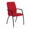 Tuba black 4 leg frame conference chair with fully upholstered back - Belize Red