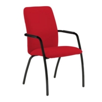 Tuba black 4 leg frame conference chair with fully upholstered back - Belize Red