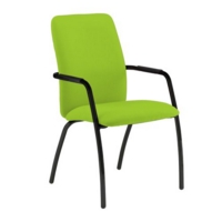 Tuba black 4 leg frame conference chair with fully upholstered back - Madura Green