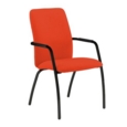 Tuba black 4 leg frame conference chair with fully upholstered back - Tortuga Orange